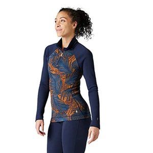 SOLD- Women's SMARTWOOL Thermal Merino 250 Base Layer 1/4 Zip - Deep Navy Palm-M
